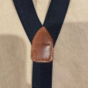 Black Canvas Crossbody Strap with Brown Leather Trim